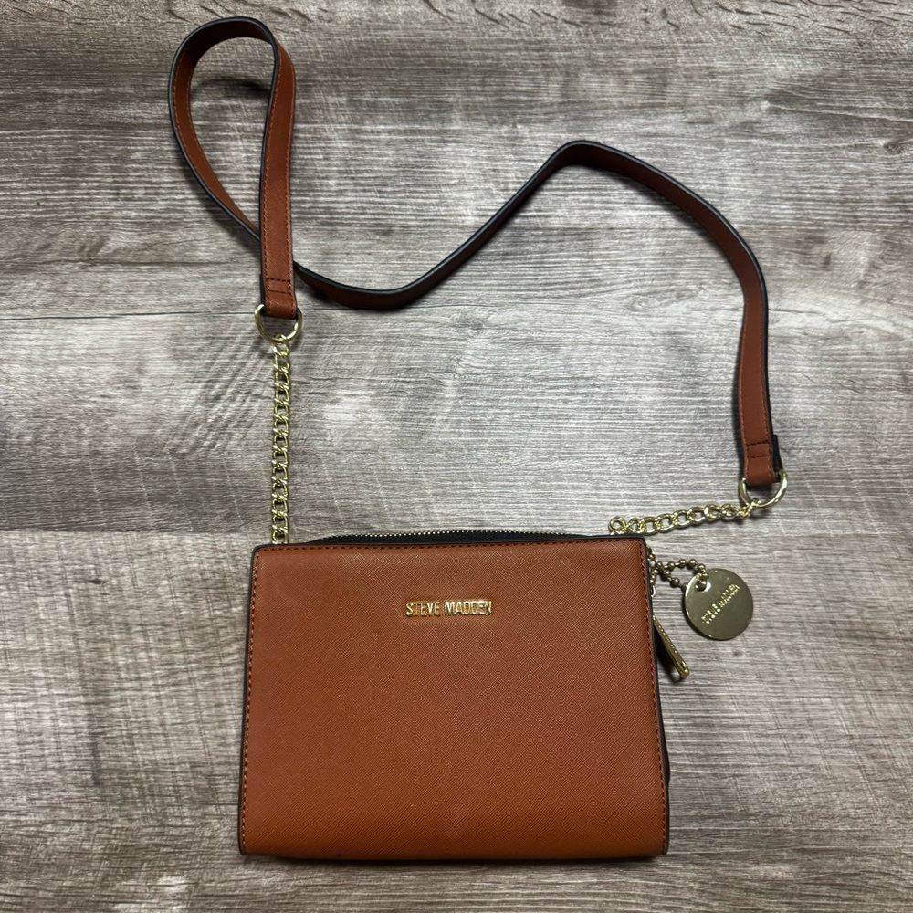 Steve Madden Brown Crossbody Bag with Gold Hardware